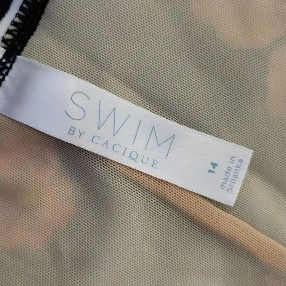 Cacique Lane Bryant Teal Tropical High Rise Boyshort Swim Bottoms Size 14 - Picture 12 of 15